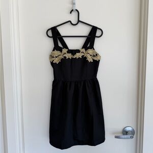 Black Dress with Gold Embroidered Bodice